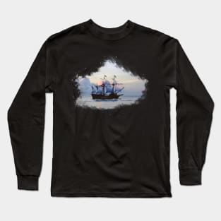 Artistic Watercolor Ship Long Sleeve T-Shirt